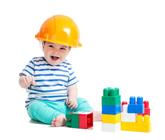 little girl playing with lego blocks